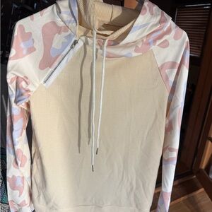 Stylish Cream and Pink Women's Hoodie
